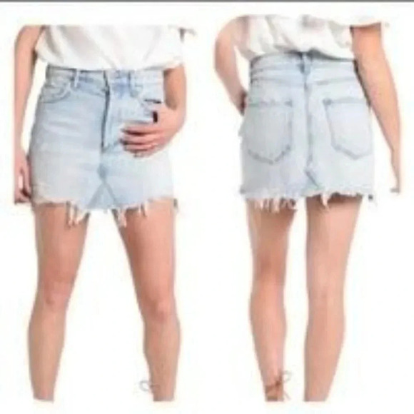 AGOLDE Quinn Distressed Denim Mini Skirt - Picture 1 of 3